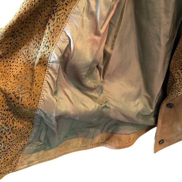 Vintage Adler Collection Animal Print Trim Button Leather Jacket Womens Medium - Picture 4 of 7